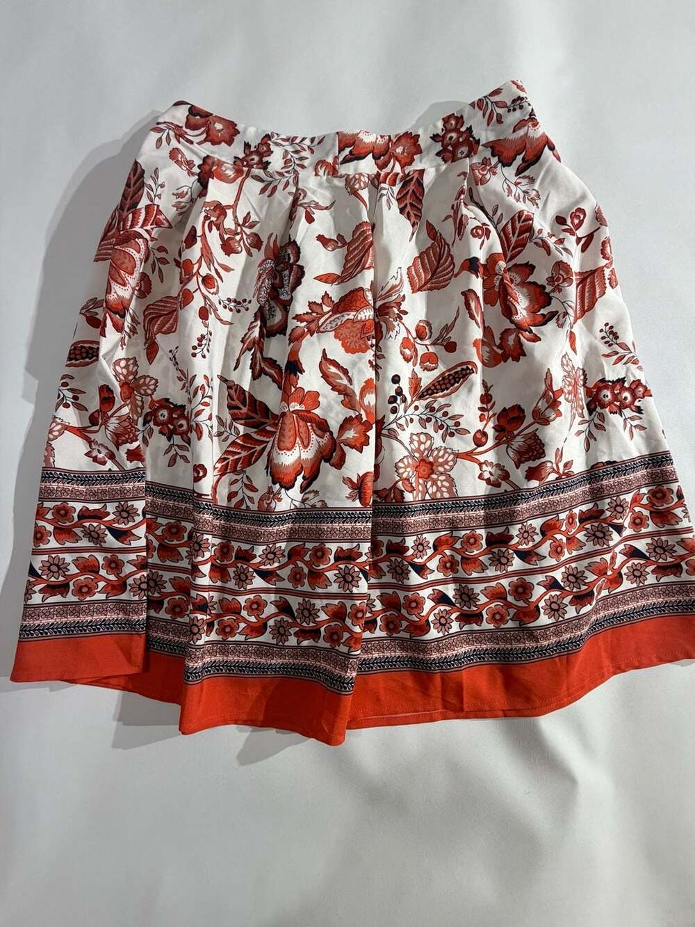SHEIN Boho Floral Print High Waist Pleated A-Line Skirt Womens L